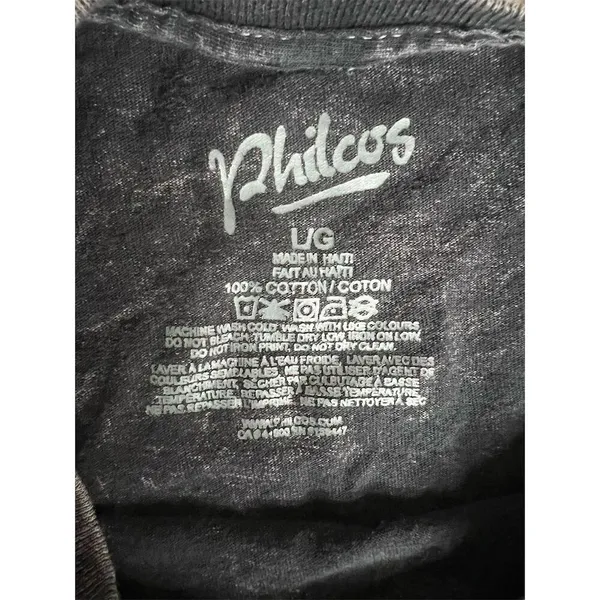 Philcos Unisex L Gray Acid Wash T-Shirt Stitched Bear Graphic Vintage - Image 7