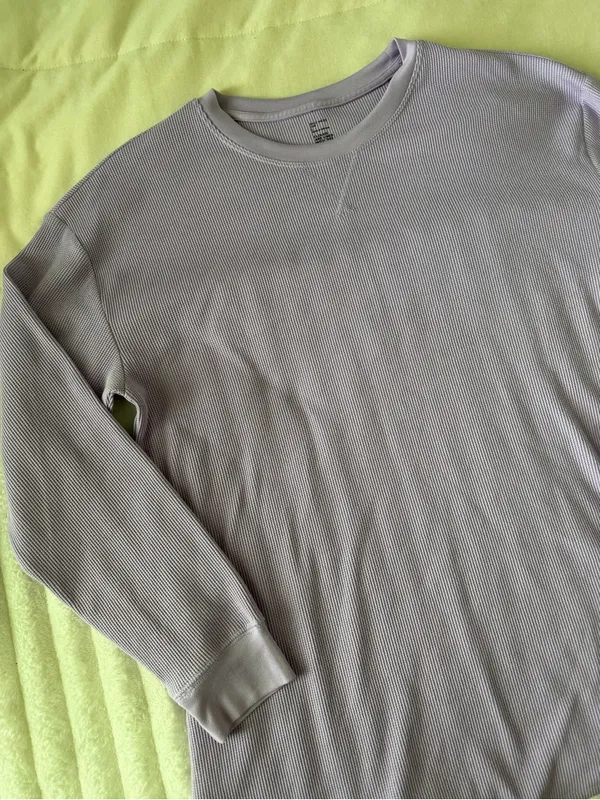 Gilly Hicks Long-Sleeve Thermal Crewneck Sweater in Light Lavender Sleep - Image 2