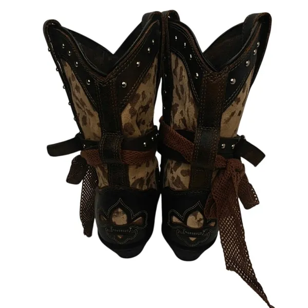 Brown Leopard rockin country Boots sz 7 - Image 4
