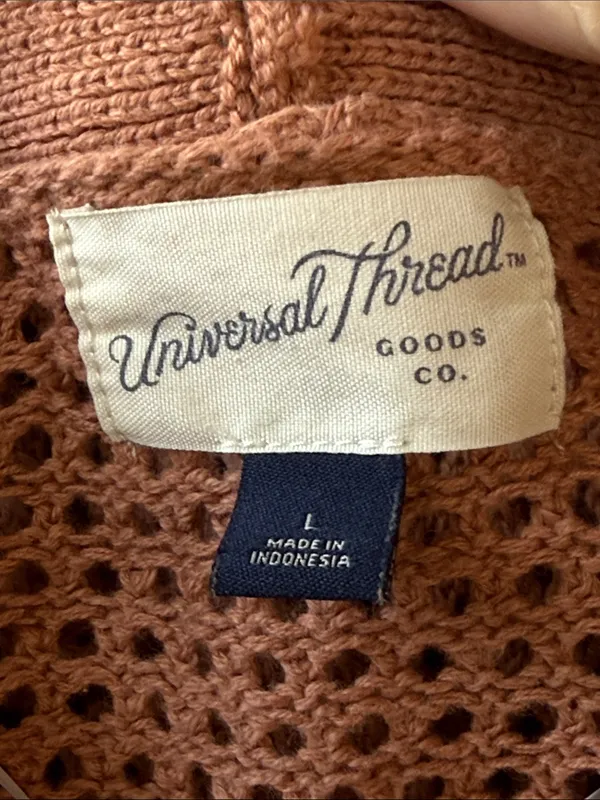 Universal Threads Crochet Lightweight Cotton Rust Long Cardigan BOHO COTTAGECORE - Image 9