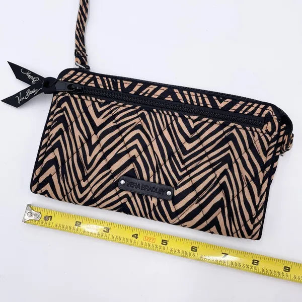 Vera Bradley Front Zip Slim Clutch Wristlet Wallet Zebra Print Quilted Cotton - Image 7