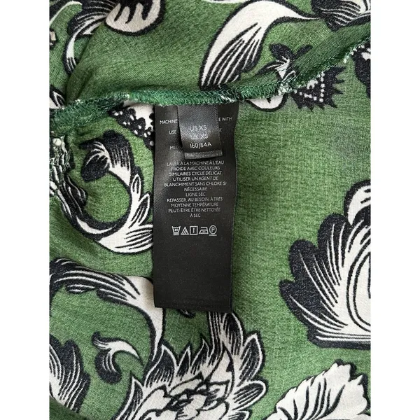 Anthropologie Robin Boho Tiered Ruffled V-Neck Dress Green Motif Size Small - Image 16