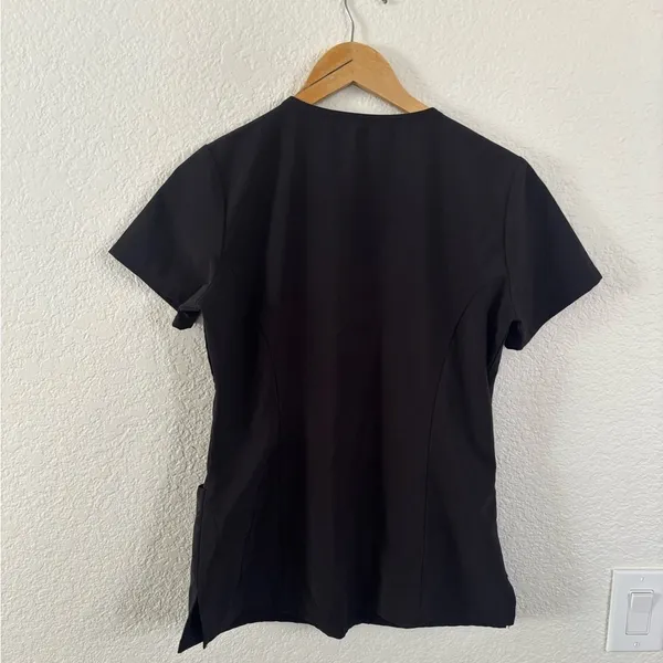 Dickies Scrub Top XS EDS Essentials Black V-Neck 4-Way Stretch DK615 - Image 5