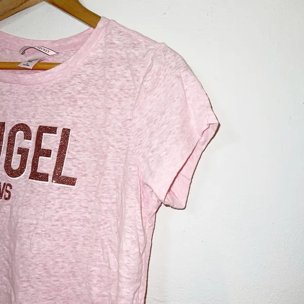 Victorias Secret “angel vs” light pink space dye glitter short sleeve t-shirt - Image 3