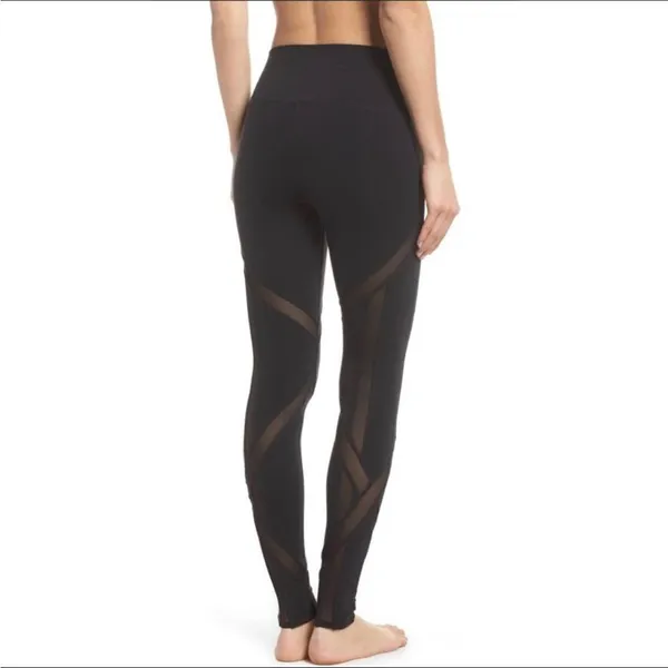 ALO High Rise Black With Mesh Detail Leggings S - Image 2