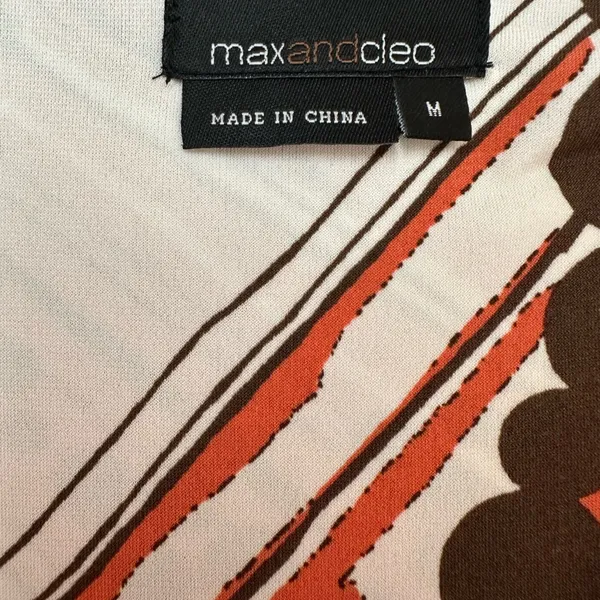 MaxandCleo Orange Brown Abstract Print Midi Dress M - Image 4