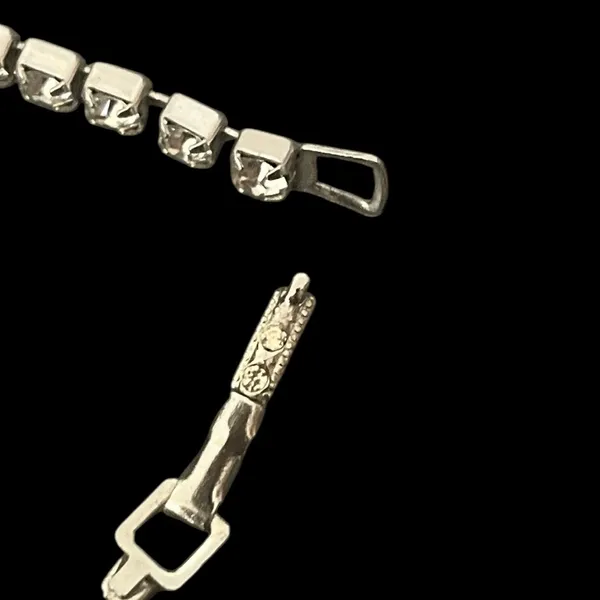 Vintage Estate Silver Clear Rhinestones Necklace Classic Formal - Image 10