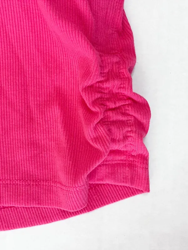 Outdoor Voices Ribbed Built-In Shelf Bra Crop Top - Petunia Pink - Size Large - Image 2