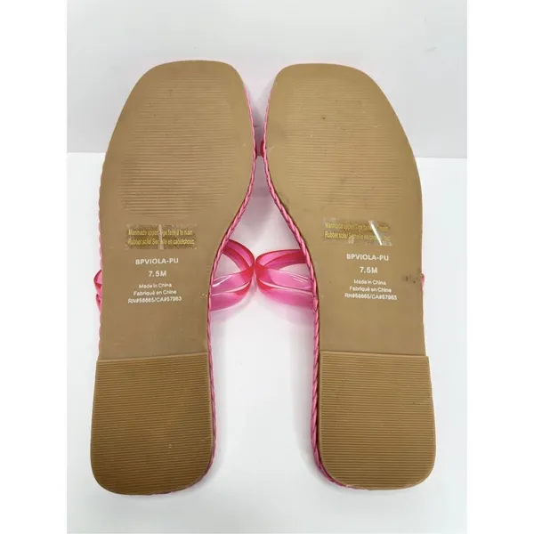 Nordstrom Sandals‎ Size 7.5 BP Viola Barbie Pink Braided Square Toe Flat Slides - Image 8