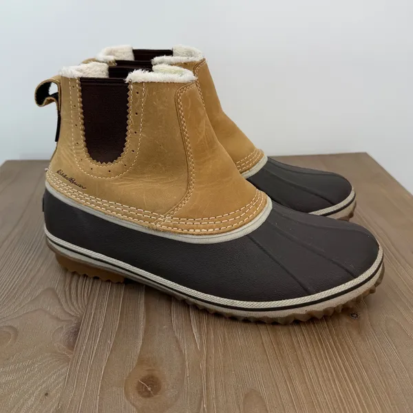 Eddie‎ Bauer Hunt Pac WeatherEdge Womens 9 Brown Tan Chelsea Duck Boots - Image 2