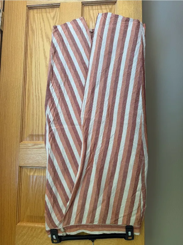 Madewell Boho Striped Linen Blend Faux Wrap Overlay Midi Skirt Small - Image 2
