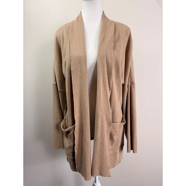 Pact Organic Cotton Airplane Wrap Open Cardigan Sesame Heather XS/S - Image 2