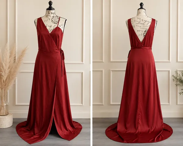 NWT Lulus Red Rust Satin Wrap Maxi Dress - Size M 💃 - Image 5