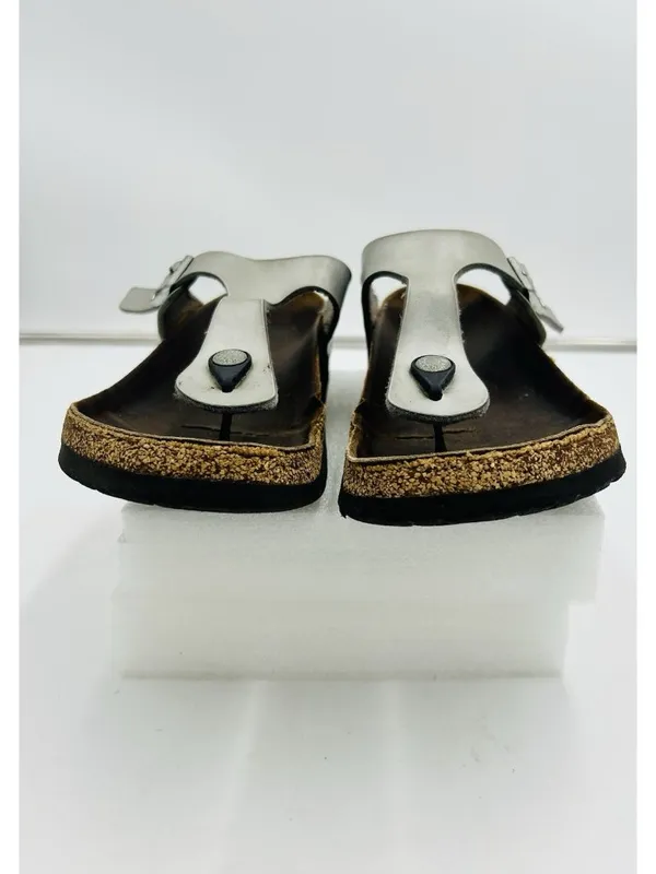Birkenstock Gizeh Silver Metallic Thong Sandals Womens EUR 39 US 8-8.5 Regular - Image 4