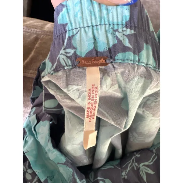 FREE PEOPLE Meet Me In Maui Printed Mini Dress in Ocean Combo Blue Size Small - Image 7