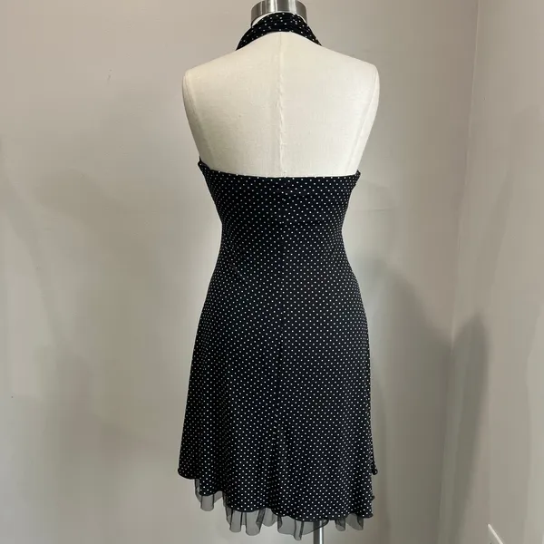 Y2K‎ Vintage My Michelle Polka Dot Halter Dress Fit Flare Mini Size S - Image 3