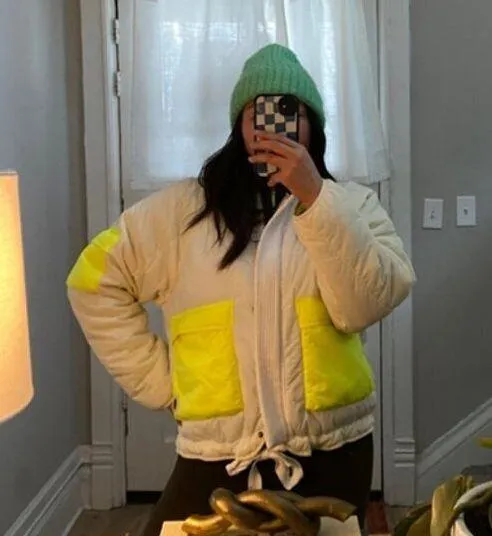 FREE PEOPLE Outta Left Field Jacket in Neon Green Size Small - Image 4