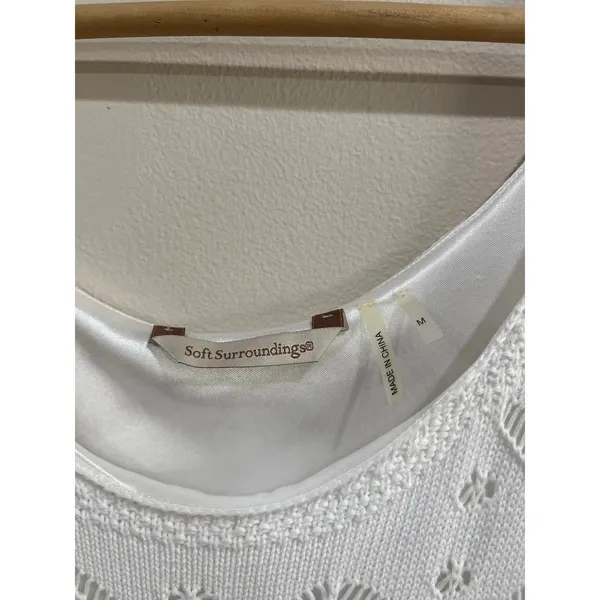 Soft Surroundings White Coastal‎ Crochet Knit Sleeveless Midi Dress Medium - Image 4