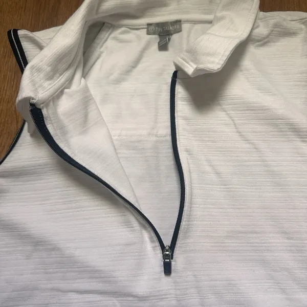 T By Talbots White And Black Active Sleeveless Polo‎ Zip Top Size Small - Image 7