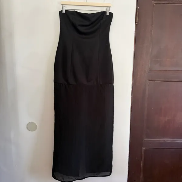 SNDYS Chloe Black Strapless Straight Neck Sheer Bottom Maxi Dress Medium BNWT - Image 2