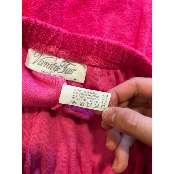 Vintage Vanity Fair Pink Terry Cloth Lounge Set Shorts Top Made in USA Medium - Image 7