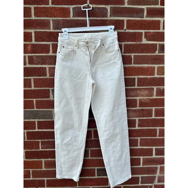H&M White High Rise Straight Leg Jeans Womens US 2 EU 34 Denim Pants - Image 2