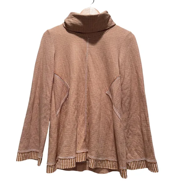 Anthropologie Maeve‎ Striped Cowl Neck Mustard Tai Sweater Top Size XS - Image 2