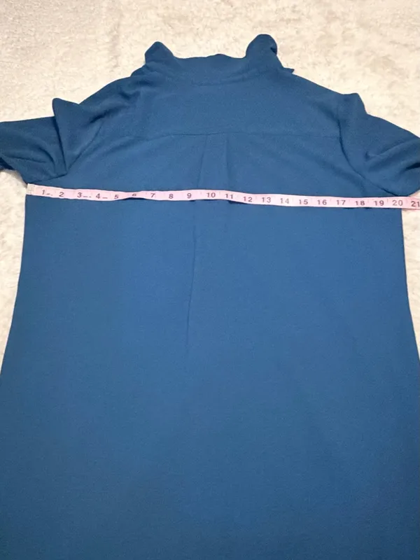 Vince Camuto small Women's Teal Long-Sleeve Button-Down Shirt Dress / Tunic - Image 3