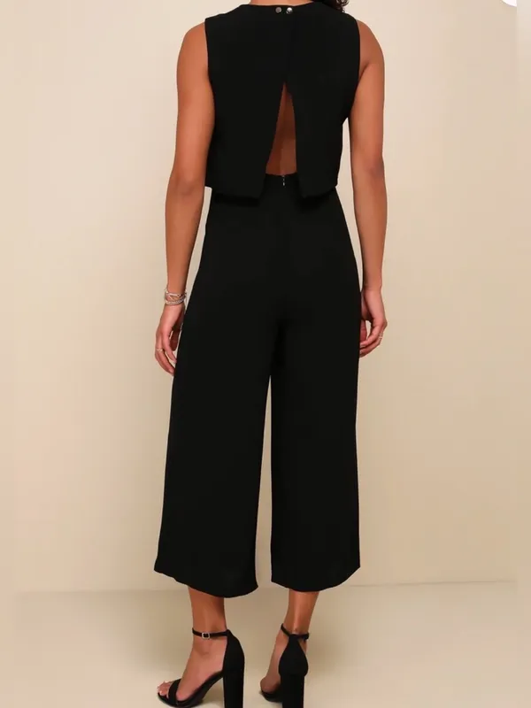 Lulus Glam bition black backless midi jumpsuit S - Image 2