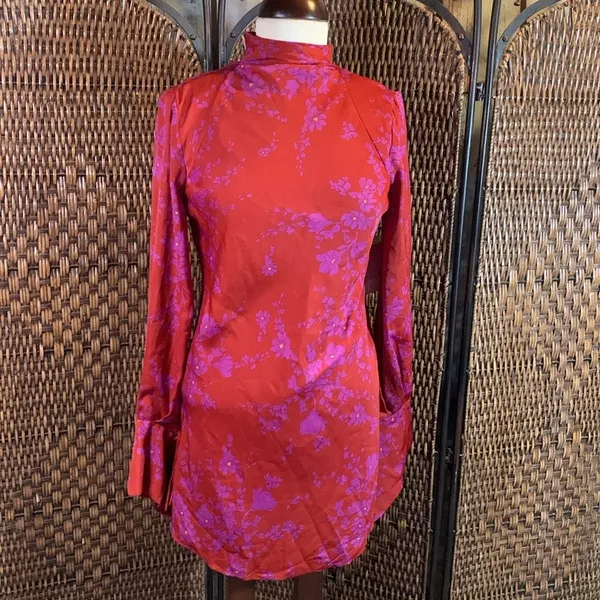 NWT Free People Romantic Combo Red and Purple Dress Size XS - Image 4