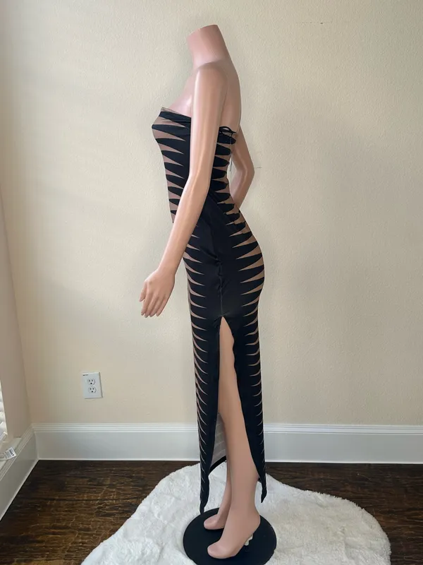 Brand New! Brown & Black Bodycon Ankle-Length Dress | Size M - Image 4