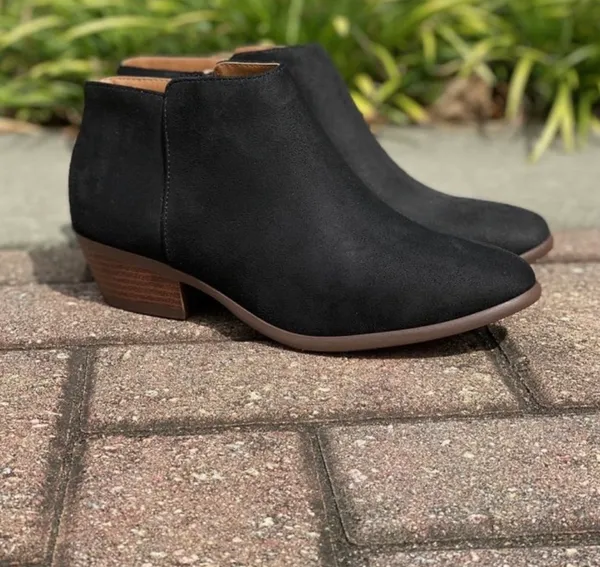 Black Micro Suede Ankle Bootie Size 9 - Image 4