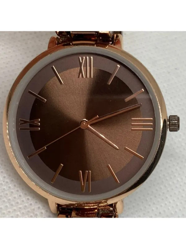 Accutime women’s watch brown tone quartz analog 35mm links bracelet running - Image 3