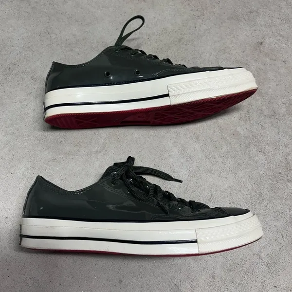 Converse Unisex Chuck Taylor Chuck 70 Patent Leather Low Military Green Shoes - Image 6