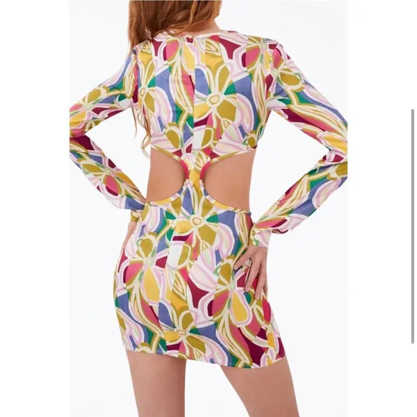 NWT For Love & Lemons Thora Long Sleeve‎ Cut Out Mini Dress Sz Small $278 - Image 6