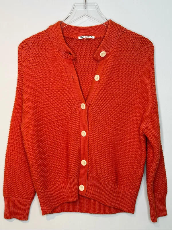 Alex Mill Nico Orange Paprika Button Up Cardigan Sweater Top - Image 4