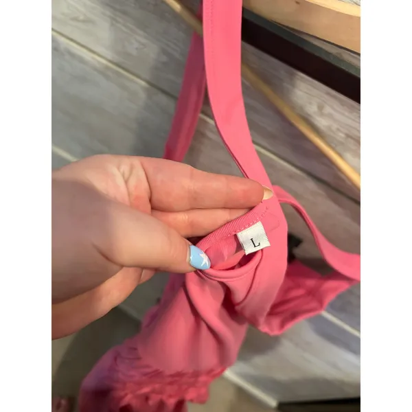 Pink Activewear Exercise Dress Cross Back Smocked Waist Athletic Mini Dress L - Image 6