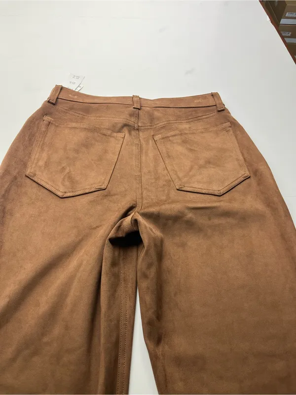 Abercrombie & Fitch High Rise 90s Relaxed Pant Brown Faux Suede Women 28 / 6 NEW - Image 12