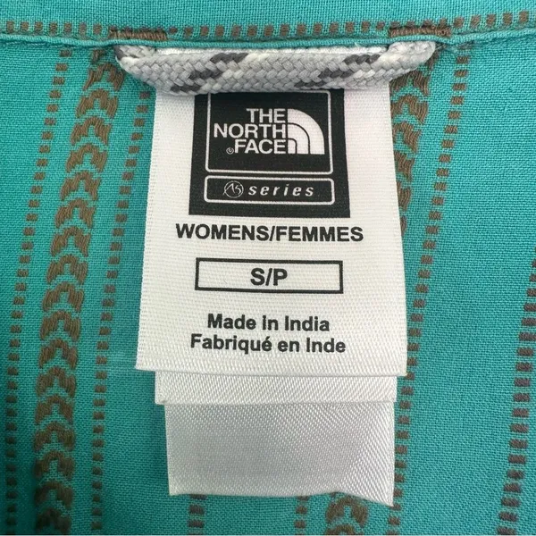 North Face Snap Up Cotton Shirt Women’s Small Turquoise Western Roll Tab Gorp - Image 5