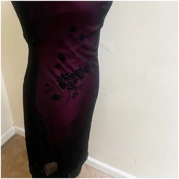 Byer Too Whimsygoth Midi Dress Mesh Black Overlay Pink Underlining Size Small - Image 5