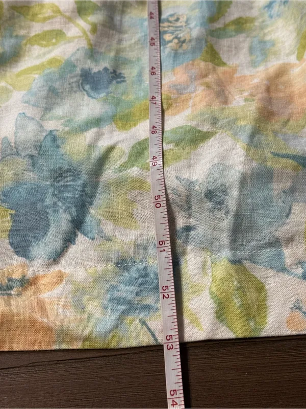 Floral V-Neck Linen Blend Cottagecore Maxi Dress in Pastel Blue & Green - Image 9