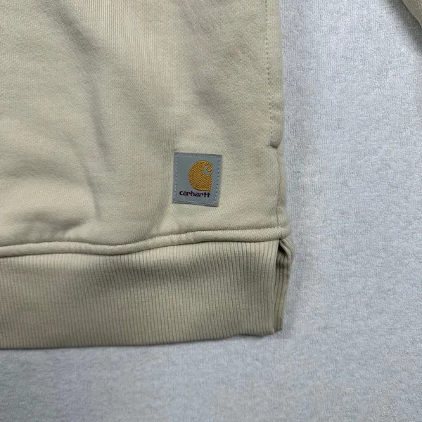 Carhartt Women’s Relaxed Fit Quarter Zip Sweatshirt L Beige Tencel - Image 3