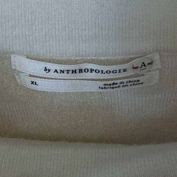 Anthropologie Nina Velvet‎ Sweater Ivory Scrolls Women's Size XL - Image 9