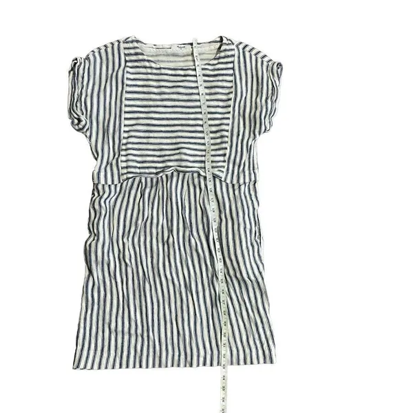 Madewell linen blend blue /‎ off white striped dress sz S - Image 7