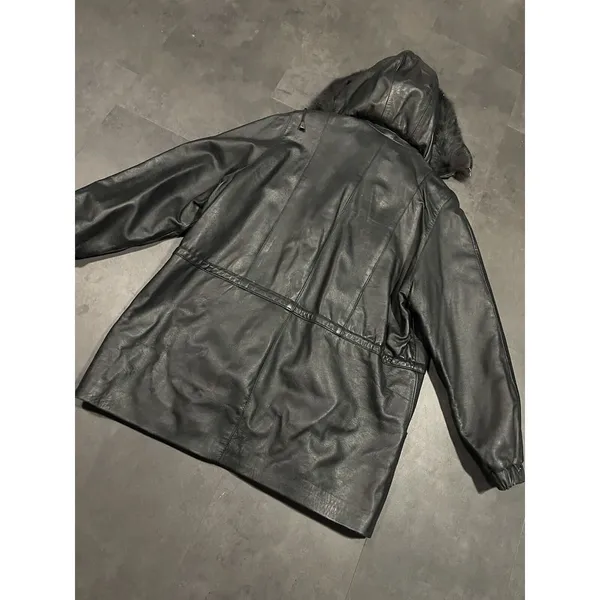 Images By Damselle Black‎ Leather Coat Vintage Women's Sz XL -200 - Image 9