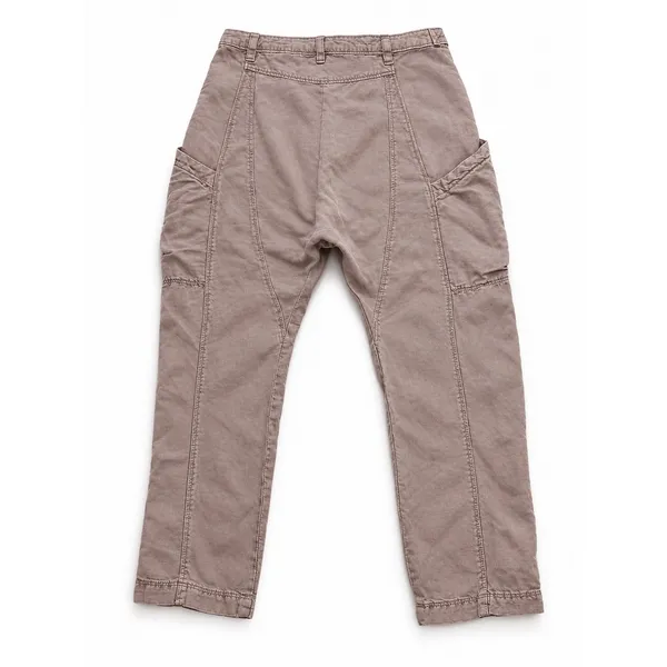Free People High Rise Cargo Utility Pants Mauve Brown Lyocell Linen Size 2 - Image 4