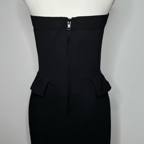 Sandro Paris Strapless Peplum Dress Size 8 Black Embellished Cocktail Party Chic - Image 8