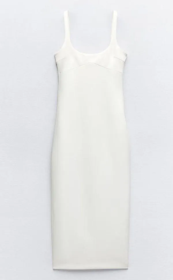 ❗️NWT ZARA White Fitted Midi Dress White Sleeveless Dress, Size L 🔼 - Image 6