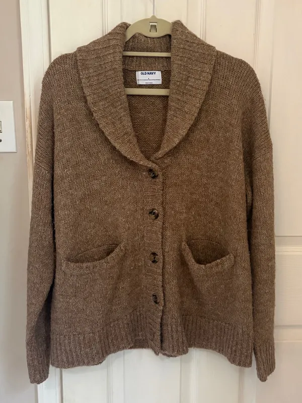 Old Navy Heathered Cozy Shawl Cardigan on Heathered Camel - Image 3