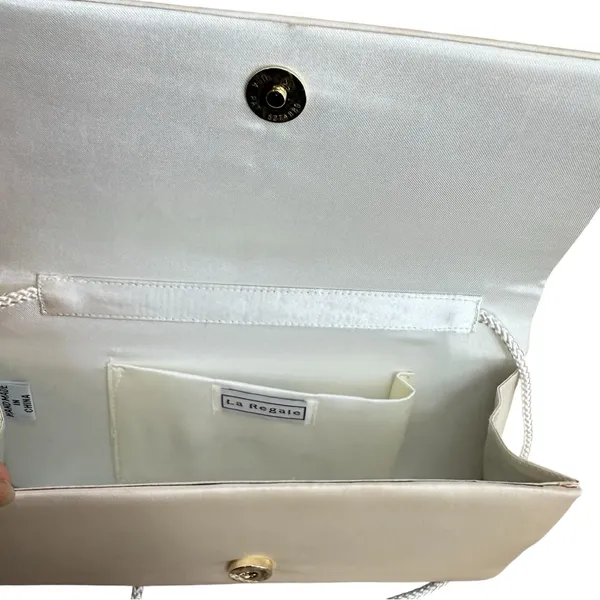 Vintage La Regale Beaded Satin Evening Bag Cream Brown Artsy‎ Fairycore Ethereal - Image 6
